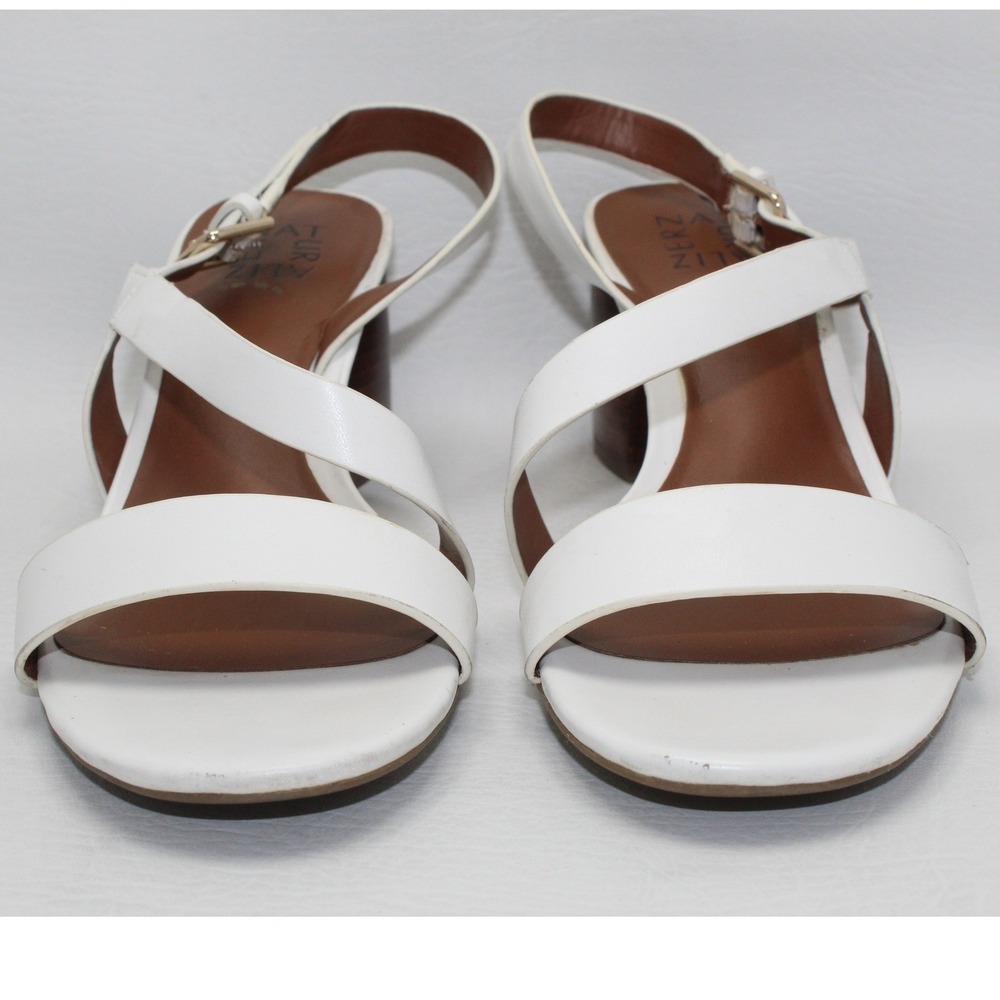 Naturalizer Kendall White Strappy Slingback Block Heel Sandals Womens‎ 9.5M